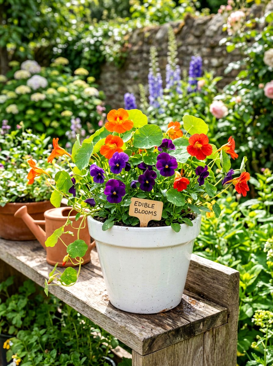 Edible Flower Pot - 30 balcony container garden ideas