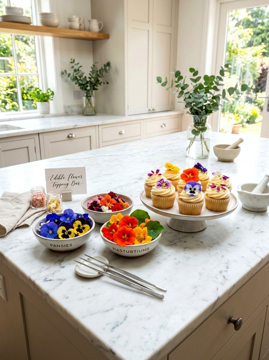 Edible Flower Topping Bar - 30 flower arranging party ideas