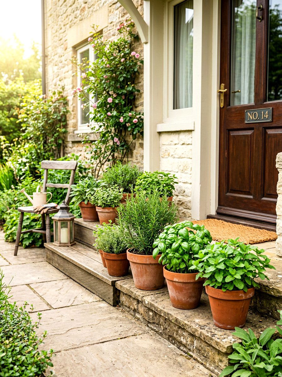Edible Herb Garden Front Stoop - 30 front stoop garden ideas