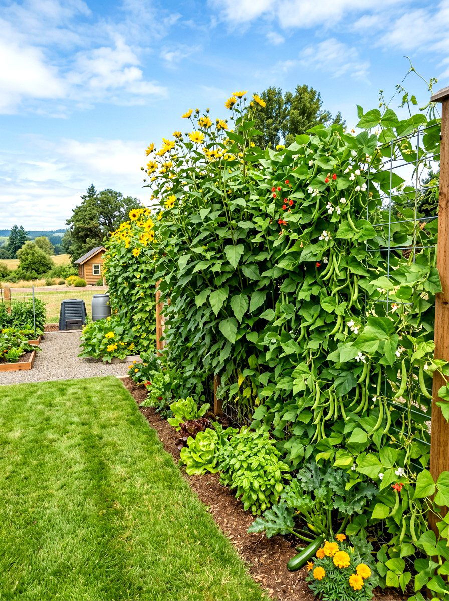 Edible Living Fence - 30 edible backyard landscaping ideas
