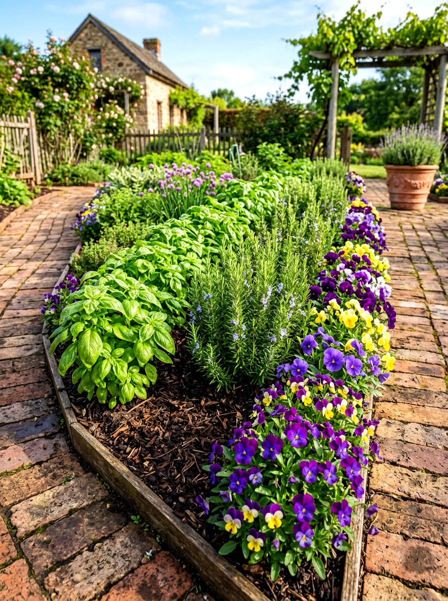 Edible flower and herb bed - 30 flower bed layout ideas
