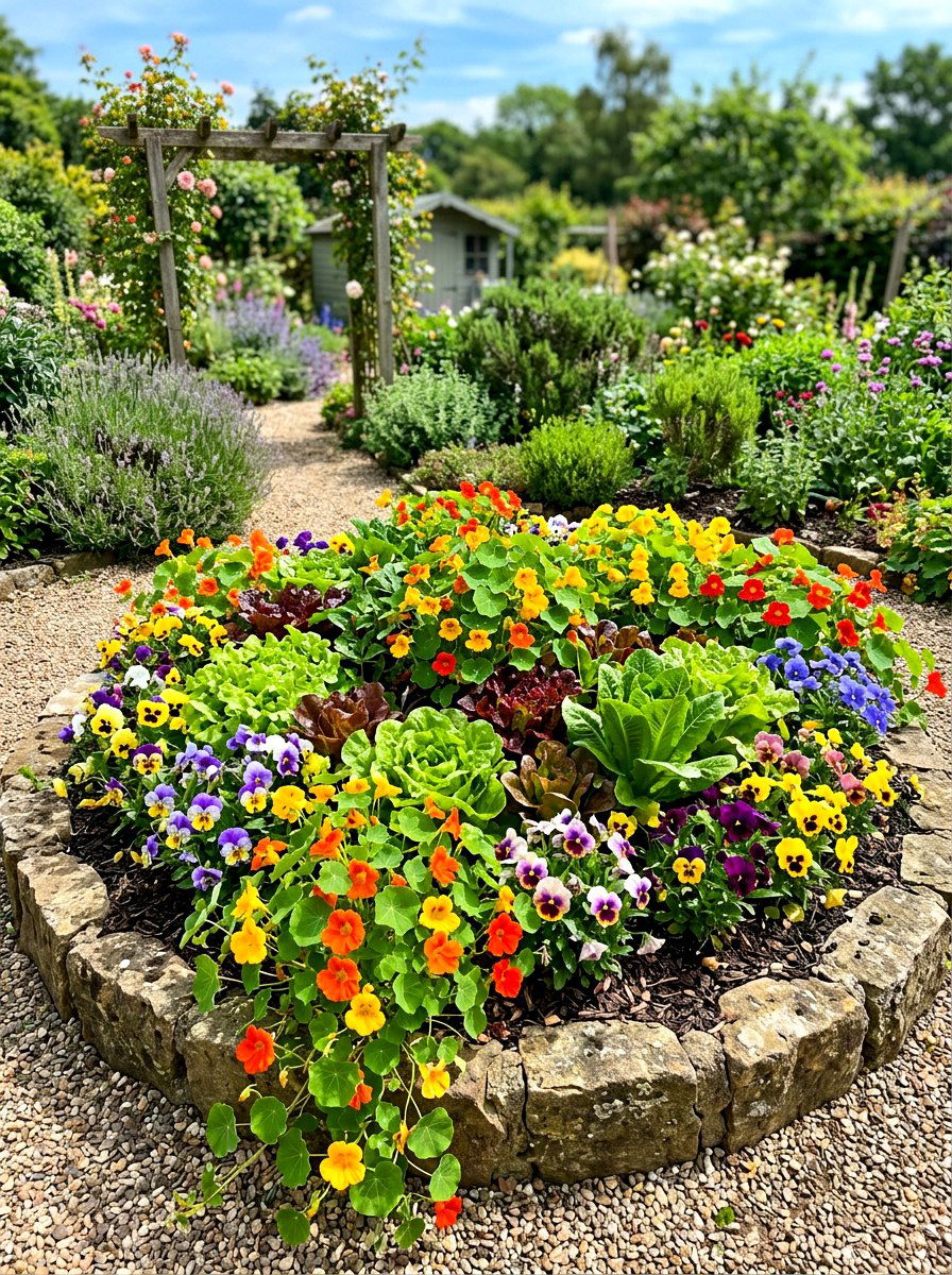 Edible flower garden - 30 salad garden ideas