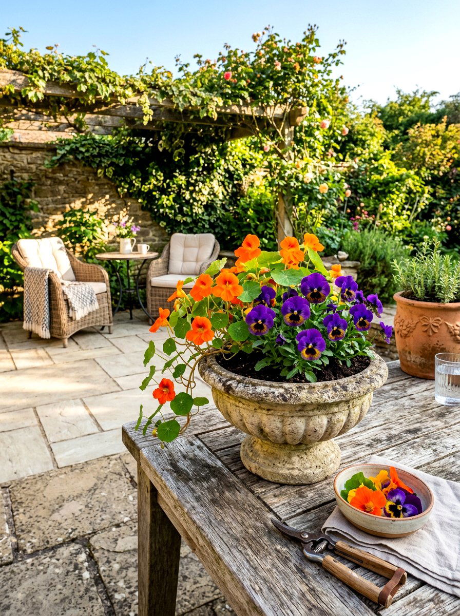 Edible flower pot - 30 container garden ideas