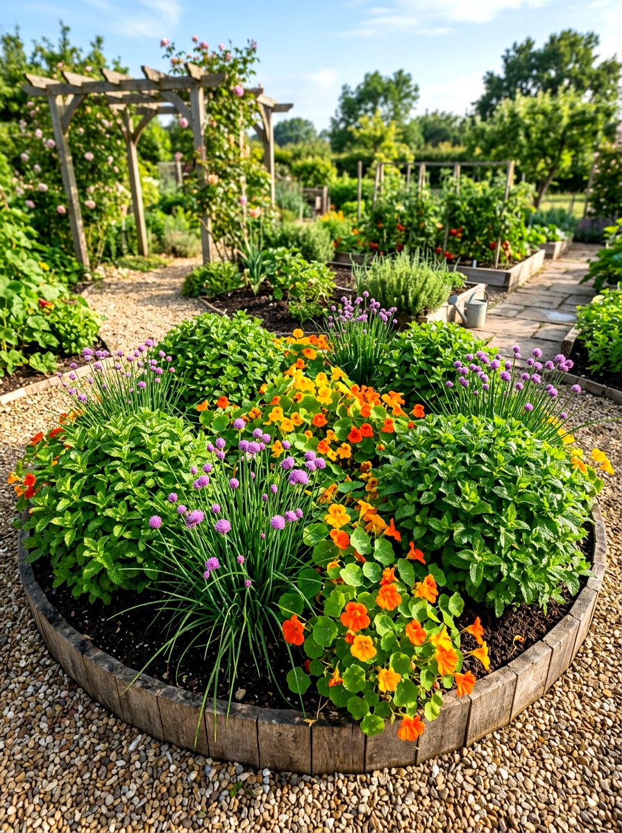 Edible herb and flower bed - 30 flower bed around tree ideas