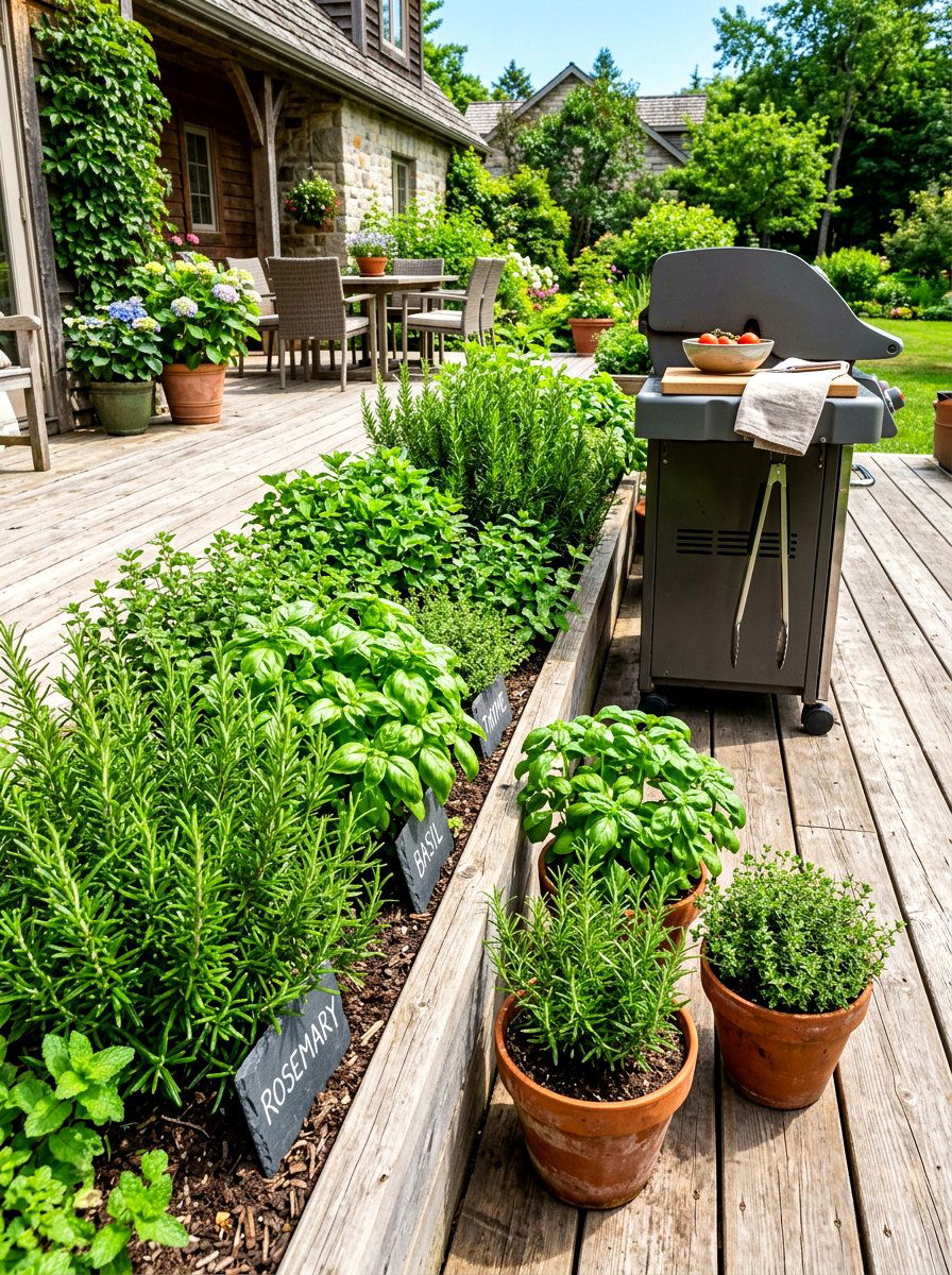 Edible herb garden - 30 deck border planting ideas