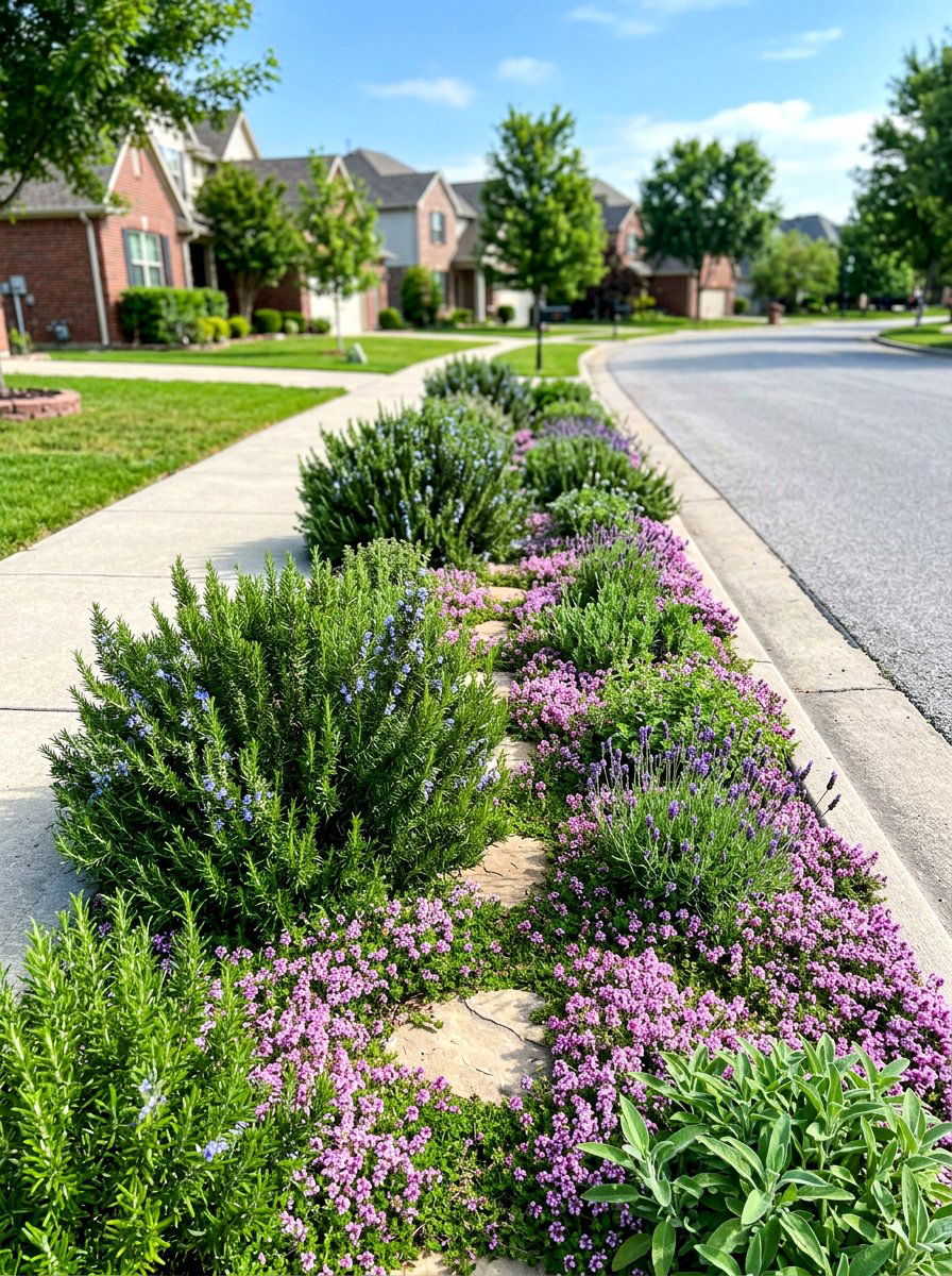 Edible herb hellstrip - 30 curb strip planting ideas