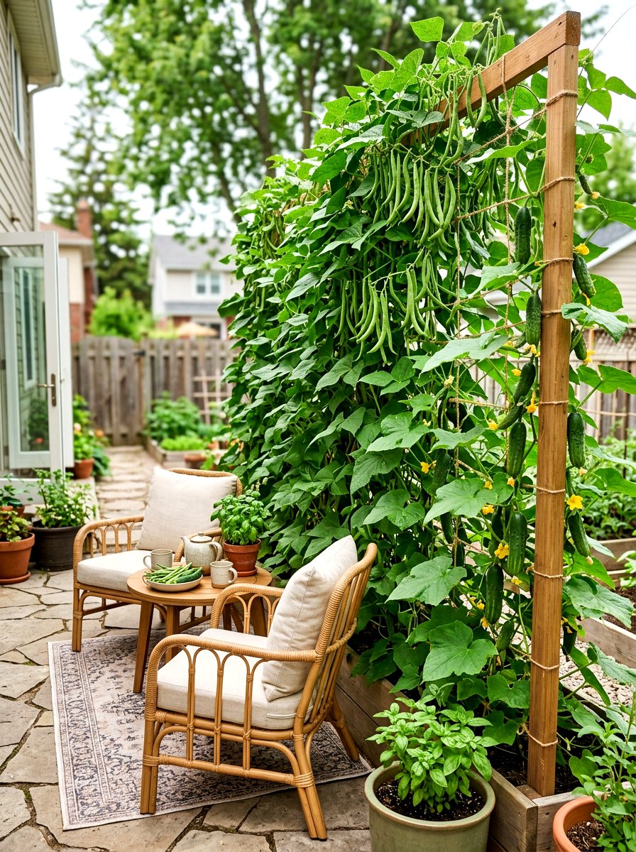 Edible privacy screen - 30 patio vegetable garden ideas
