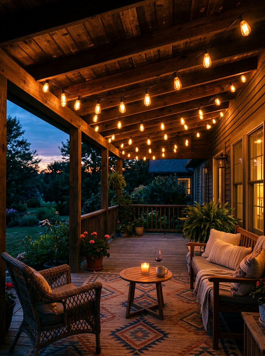 Edison String Lights - 30 front porch spring refresh ideas