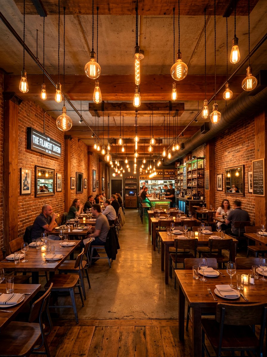 Edison bulb lighting - 30 boutique restaurant dining ideas