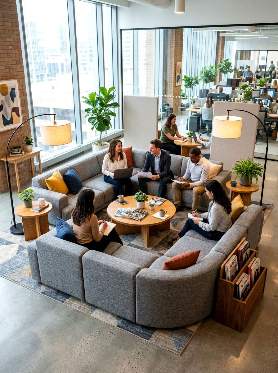 Editorial lounge area seating - 30 editorial office ideas