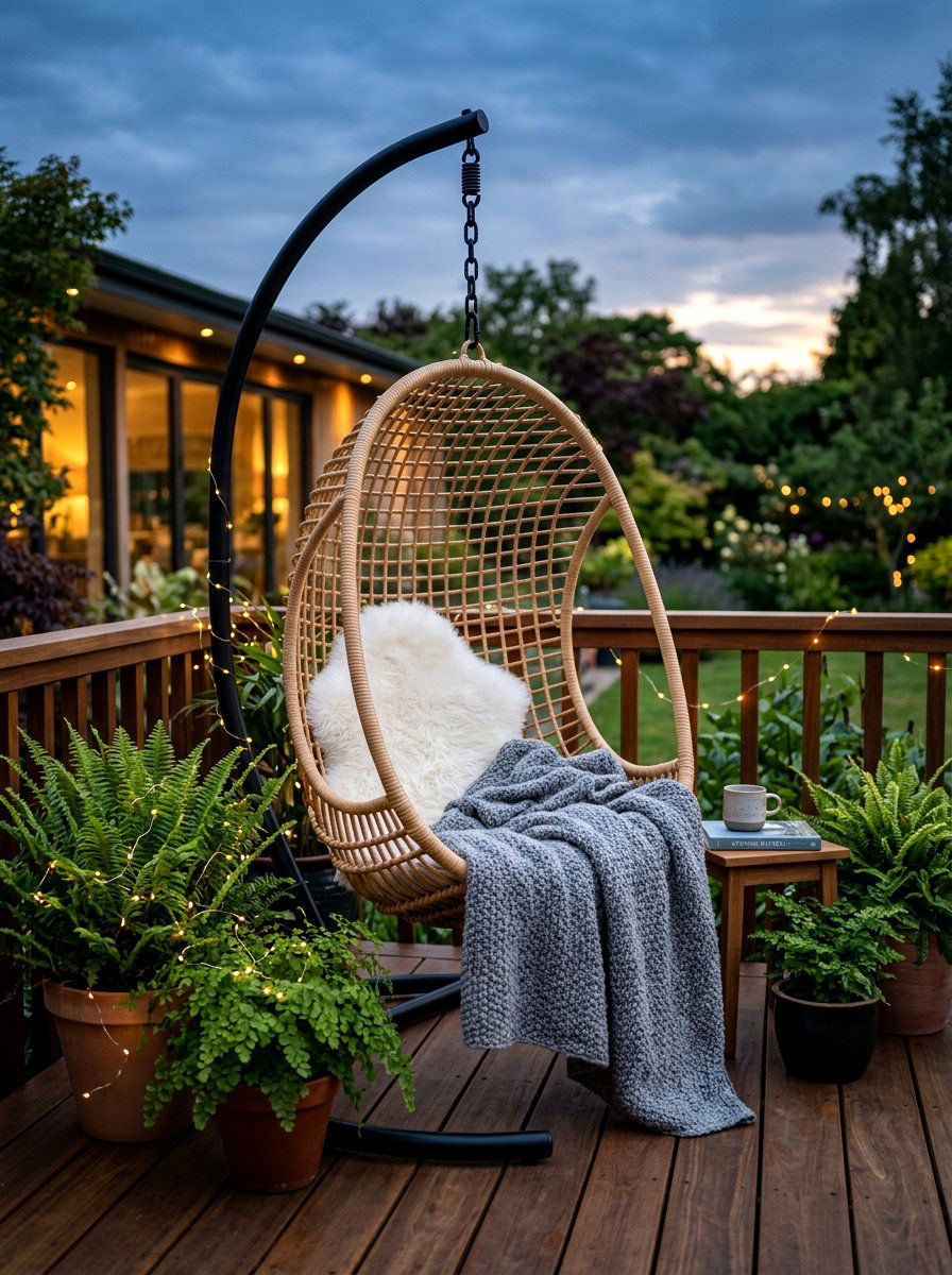 Egg chair patio - 30 twilight patio decor ideas