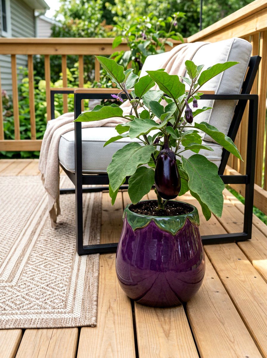 Eggplant Planter - 30 vegetable container garden ideas