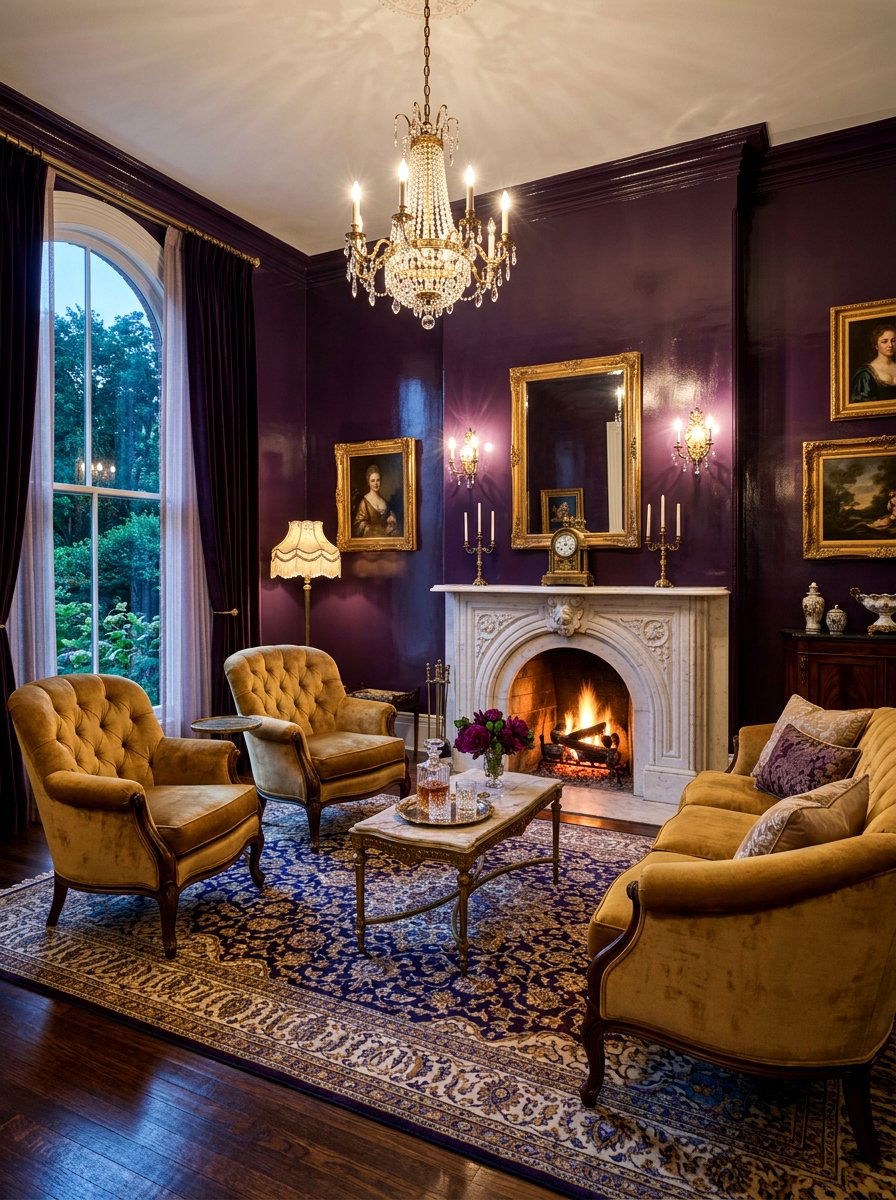 Eggplant Purple Parlor - 30 saturated color room ideas