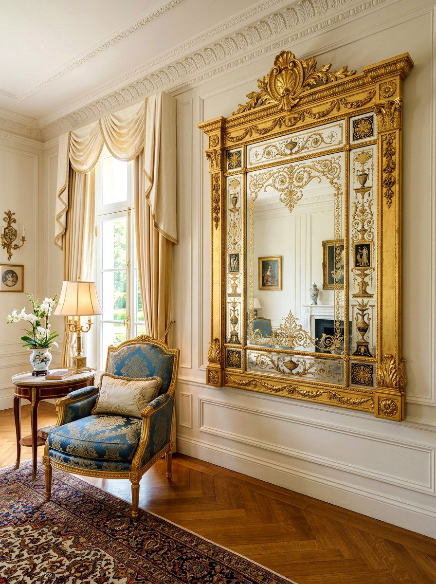 Eglomise Painted Glass Mirror - 30 antique mirror wall ideas