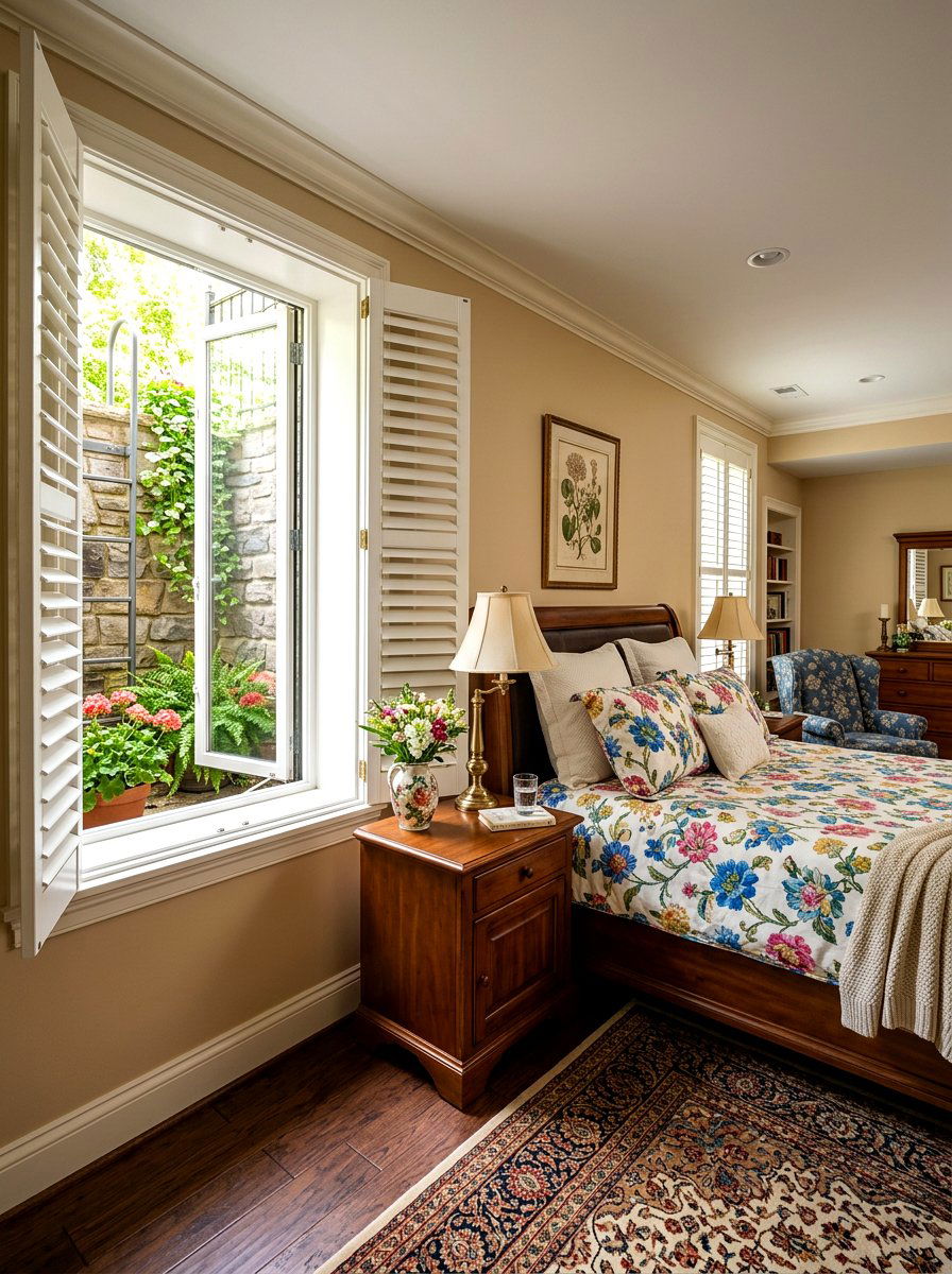 Egress window with shutters - 30 basement bedroom egress ideas