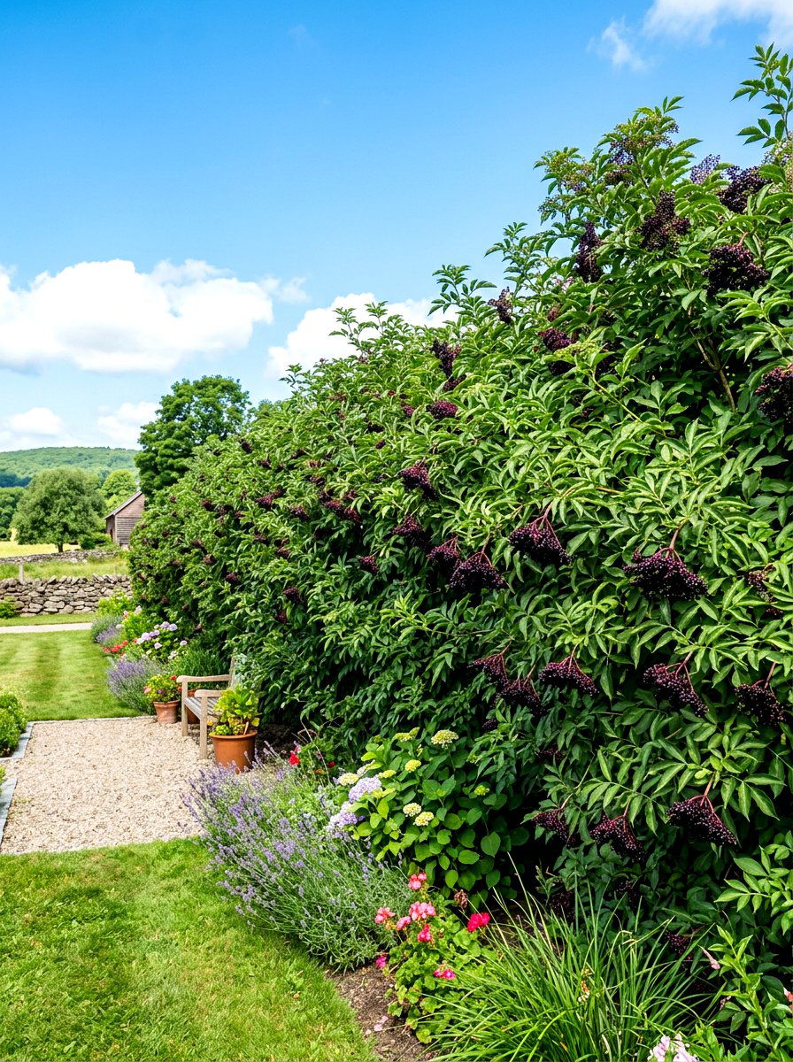 Elderberry Privacy Screen - 30 berry garden ideas