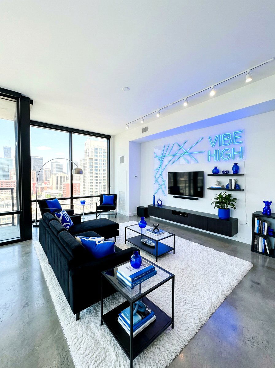 Electric Blue Living Room - 30 blue living room ideas
