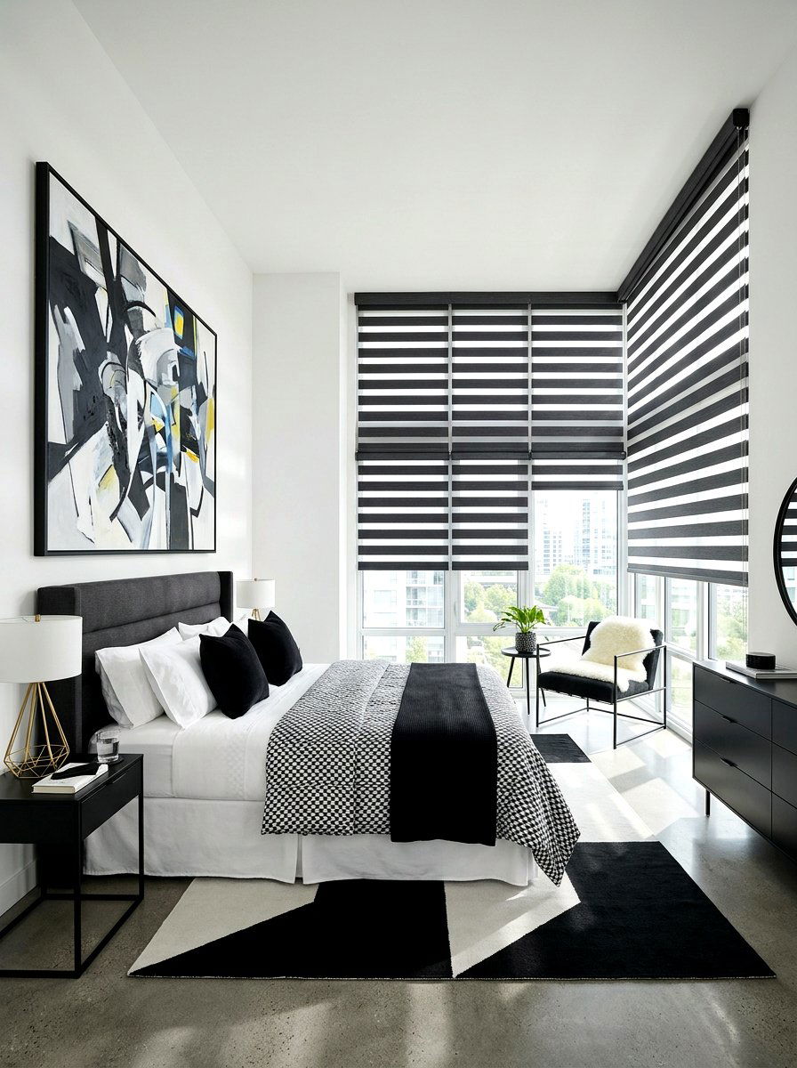 Electric Zebra Shades Contemporary Bedroom - 30 smart shade bedroom ideas