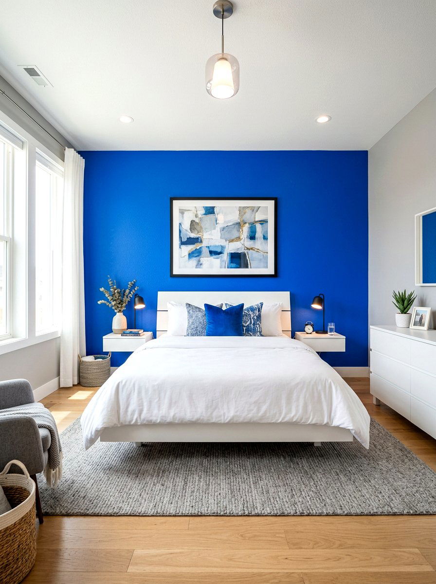 Electric blue accent bedroom - 30 cool blue bedroom ideas