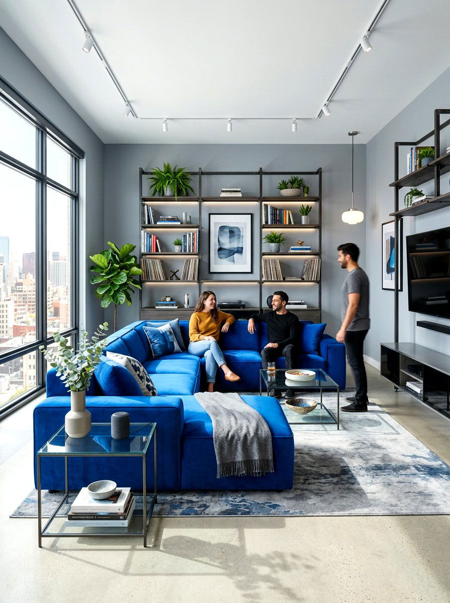 Electric blue living room - 30 happy color living room ideas