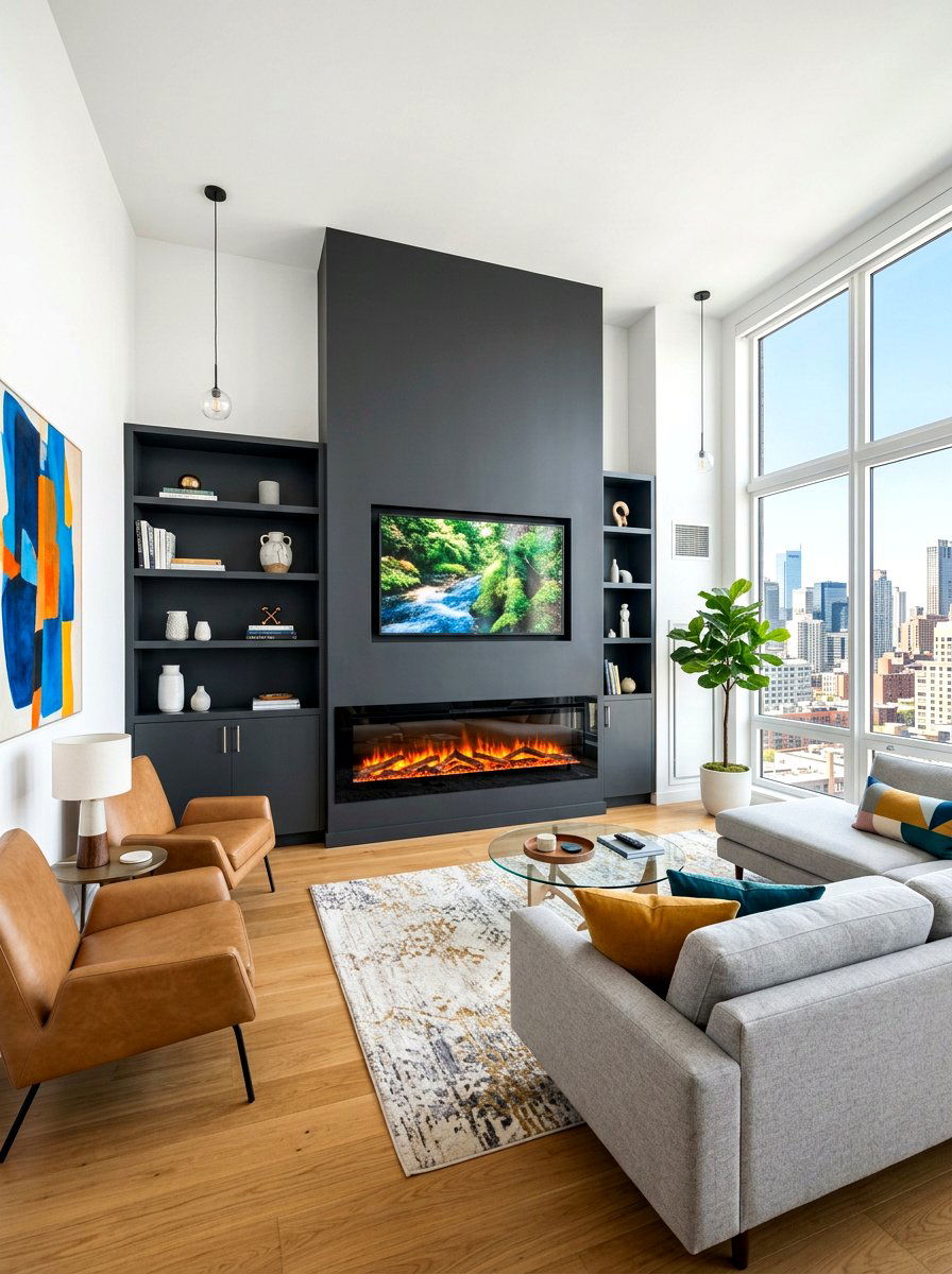 Electric fireplace - 30 living room fireplace ideas