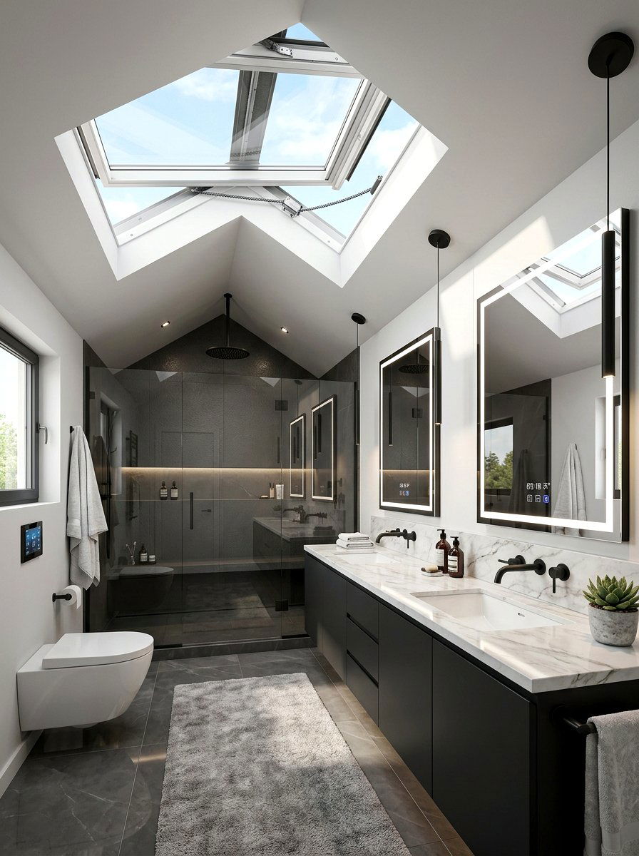 Electric venting skylight - 30 bathroom skylight ideas