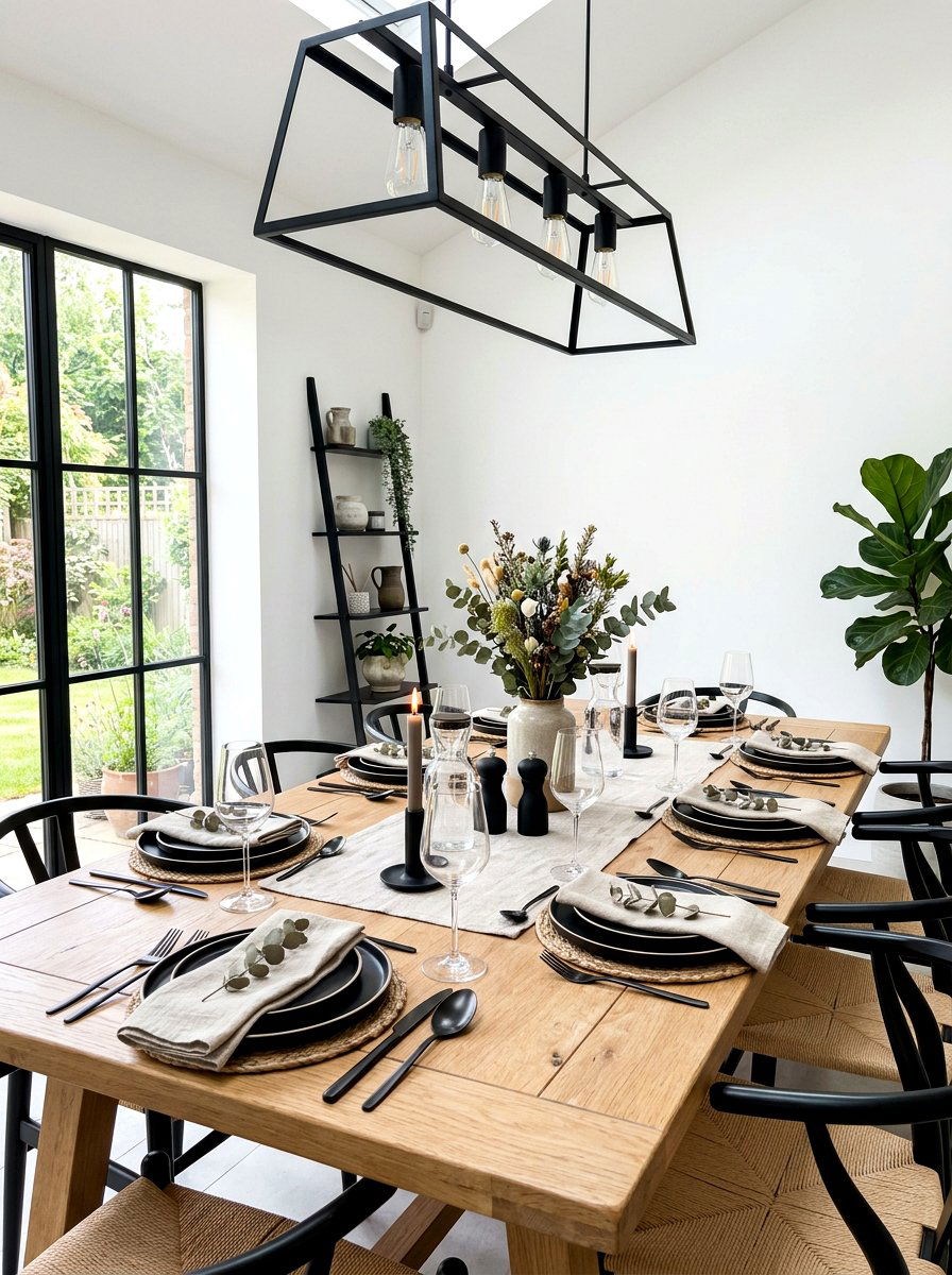 Elegant Black Accents - 30 casual dinner table ideas