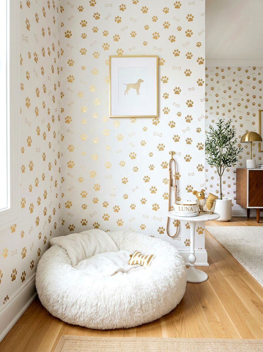 Elegant Gold Foil Wallpaper - 30 pet room wallpaper ideas