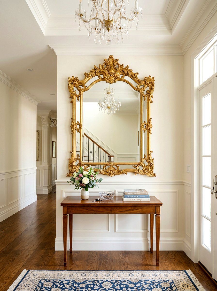 Elegant Gold Mirror Entryway - 30 secondhand decor ideas