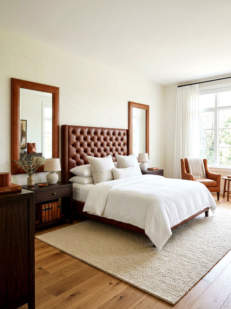 Elegant Leather Accent Bedroom - 30 western bedroom ideas