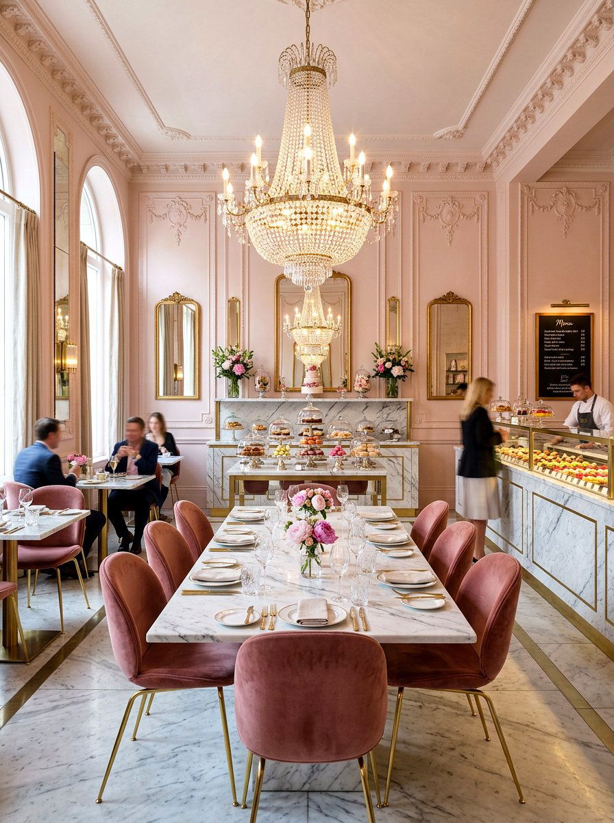 Elegant Marble Patisserie - 30 at home cafe dining ideas