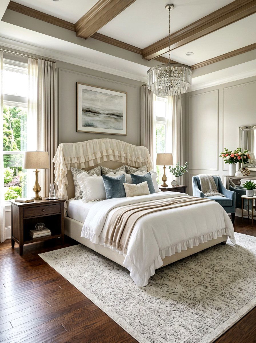 Elegant Ruffle Headboard Cover Master Suite - 30 romantic ruffle bedroom ideas