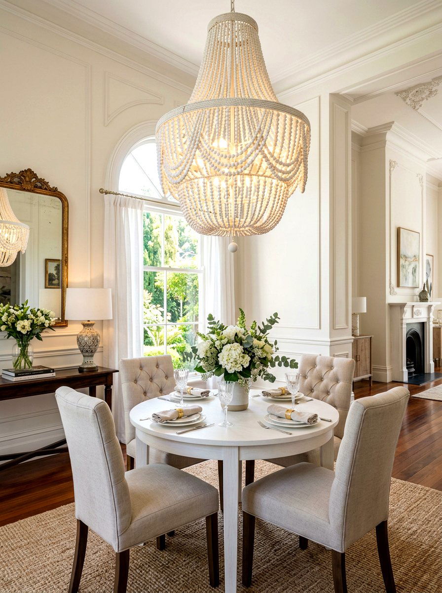 Elegant Statement Lighting Nook - 30 Nancy Meyers breakfast nook ideas