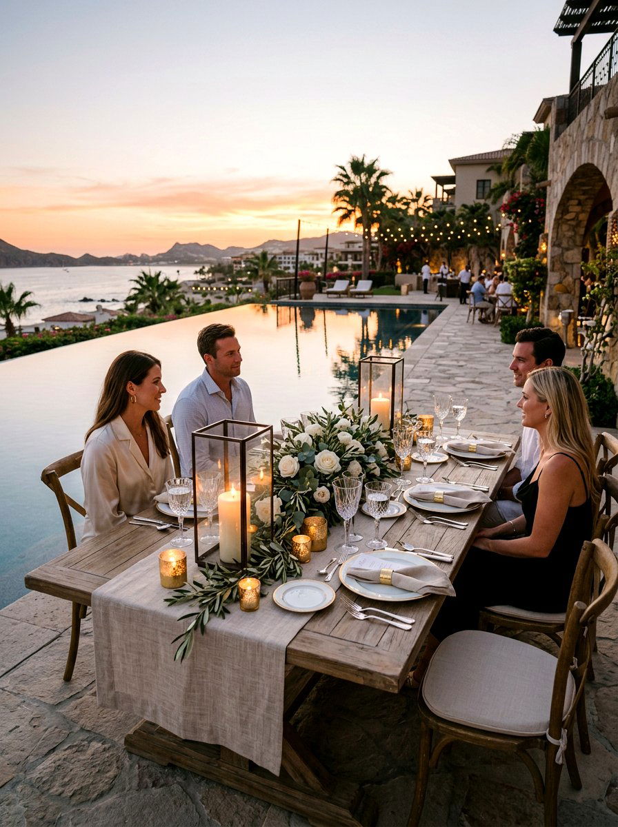 Elegant Sunset Dinner - 30 pool party tablescape ideas