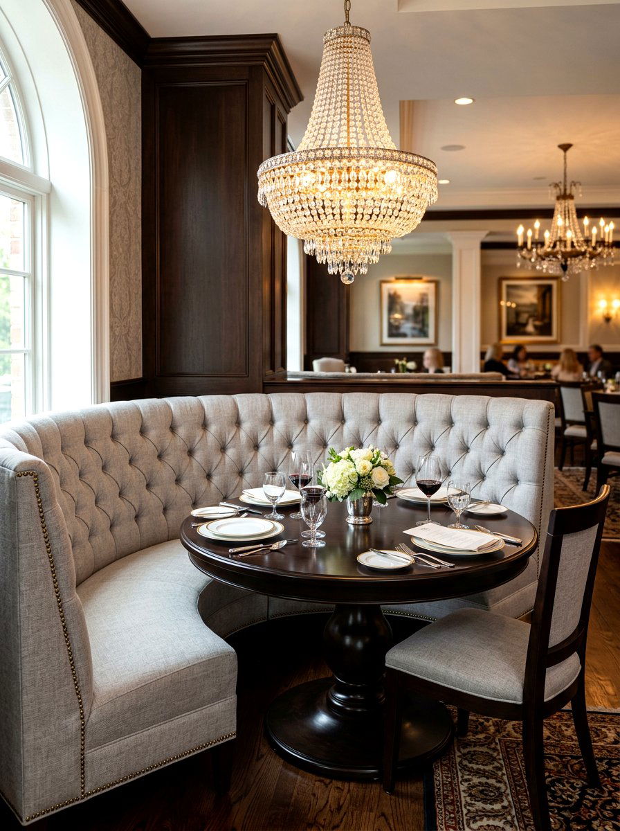 Elegant Tufted Back Banquette - 30 banquette window nook ideas