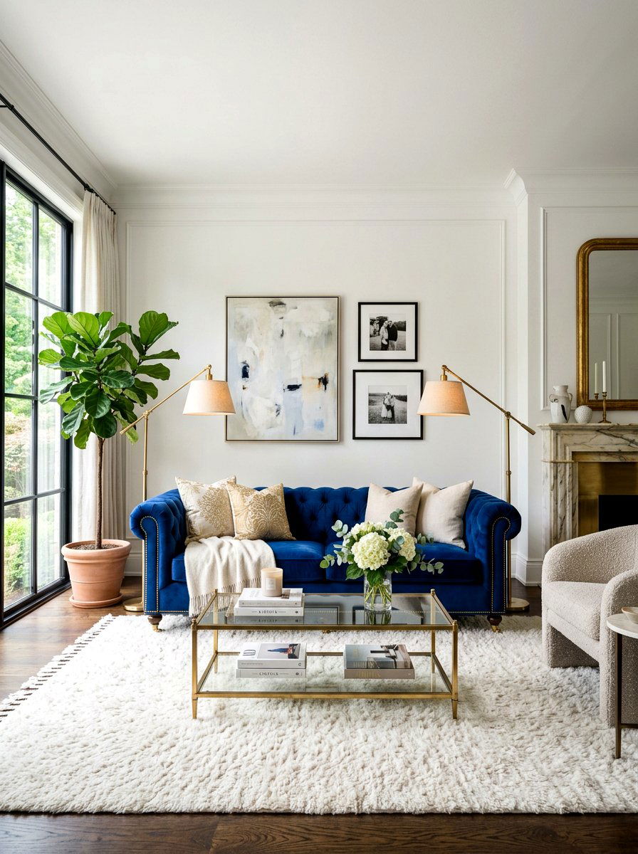 Elegant Velvet Sofa Living - 30 condo living room ideas