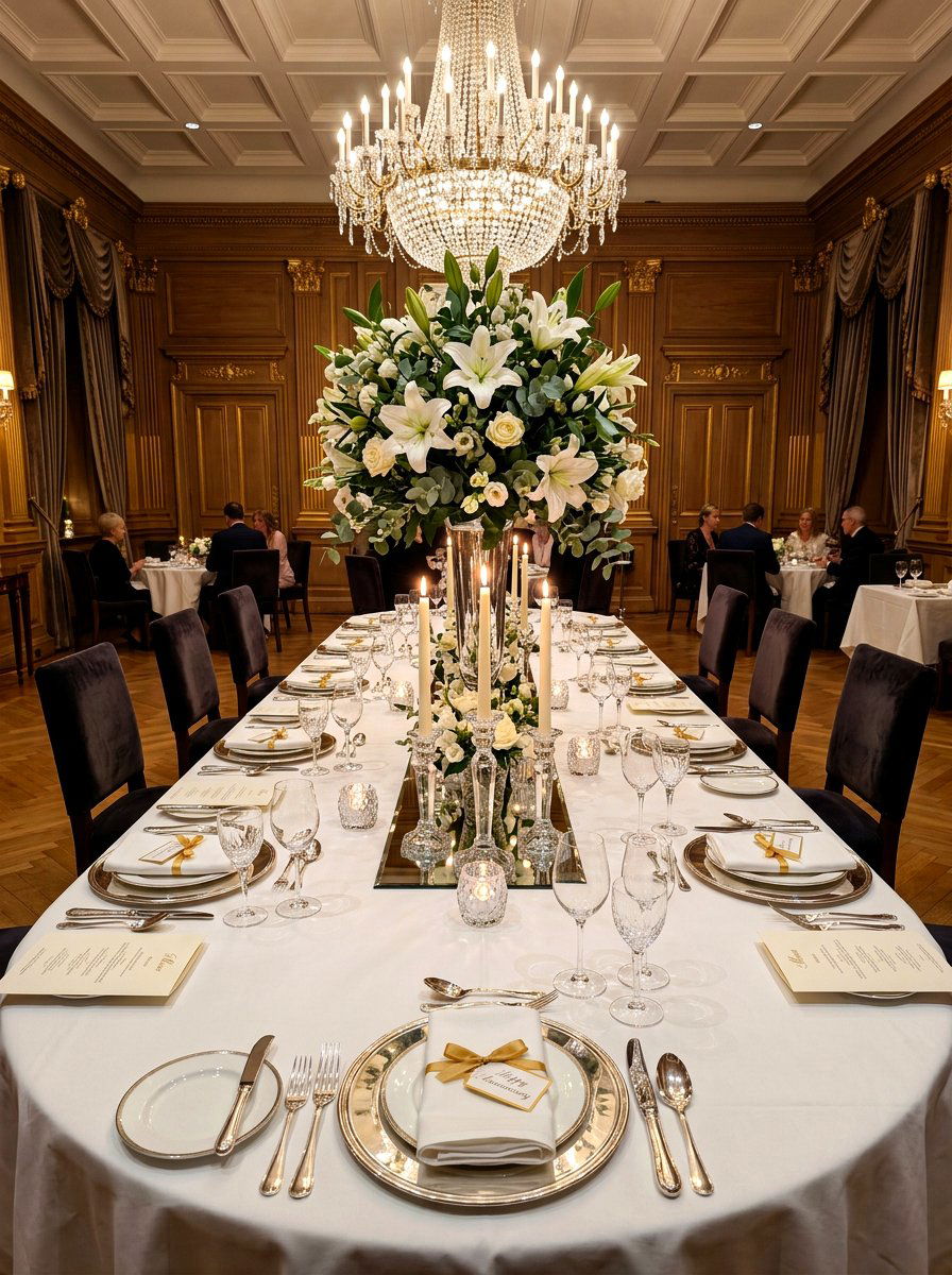 Elegant formal dining setup - 30 anniversary dinner at home ideas