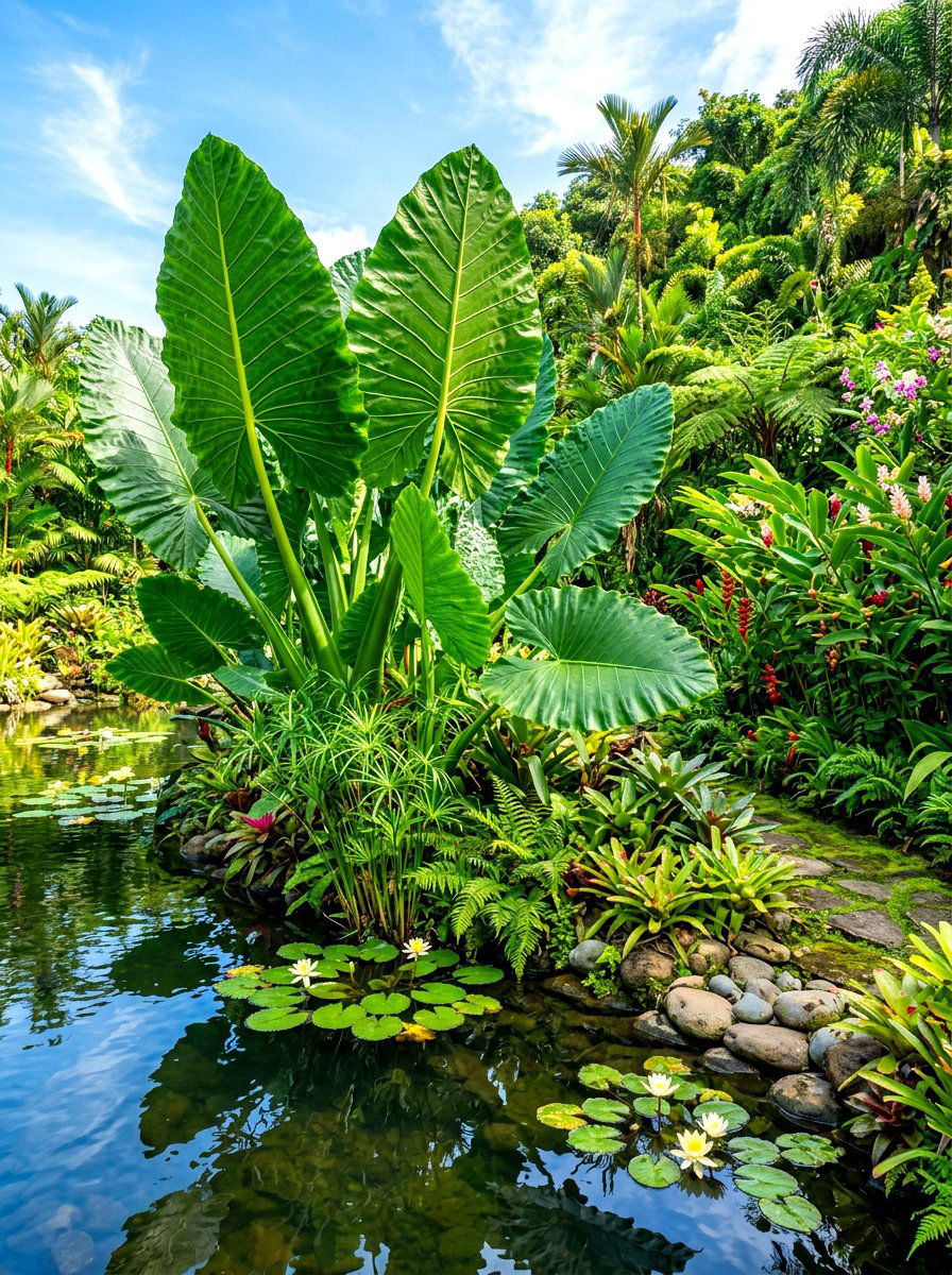 Elephant Ear Pond Edge Planting - 30 pond edge planting ideas