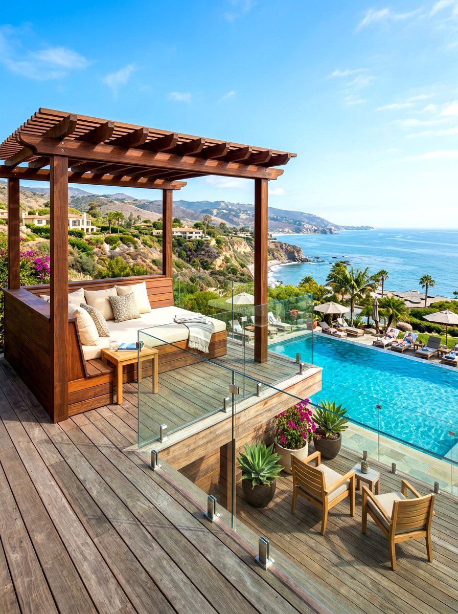Elevated Deck Pool Cabana - 30 poolside daybed cabana ideas