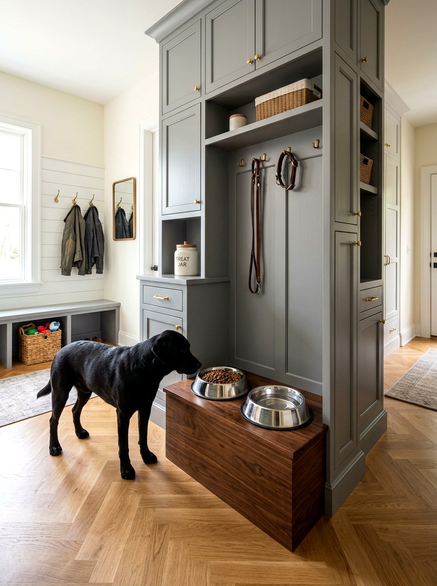 Elevated Dog Bowl Station - 30 mudroom pet feeding ideas