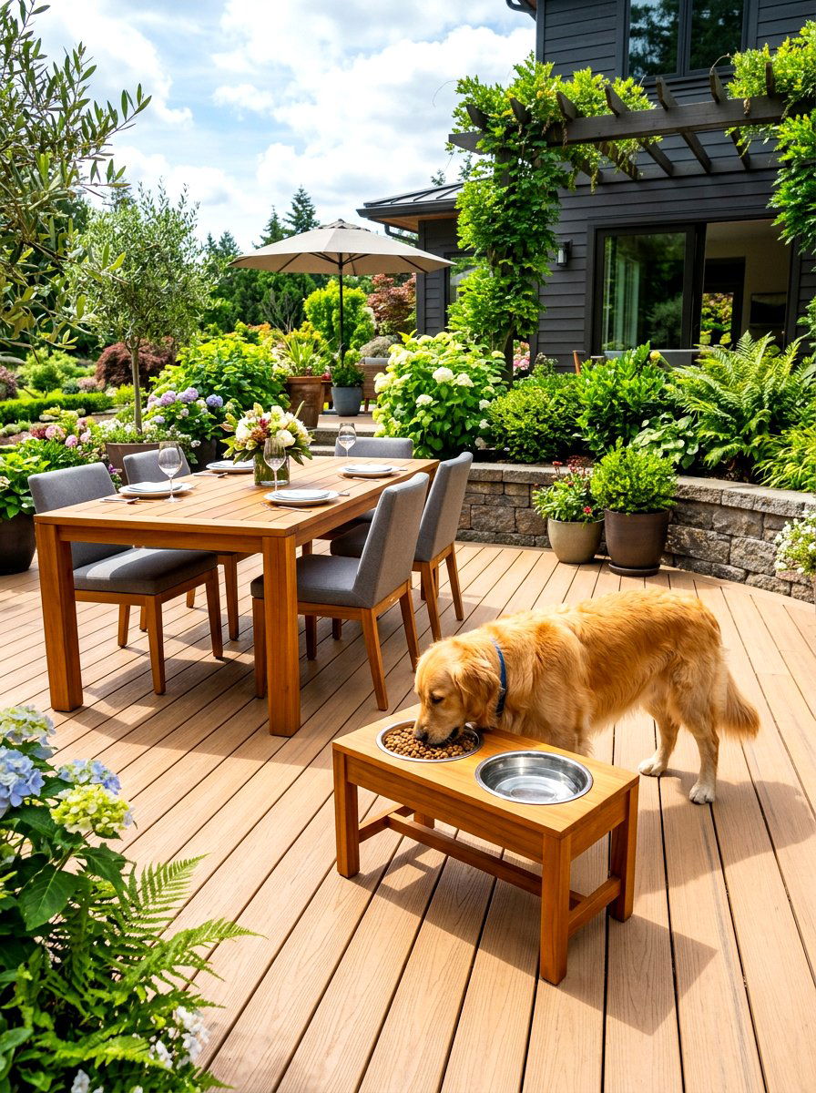 Elevated Dog Feeder - 30 dog friendly patio ideas