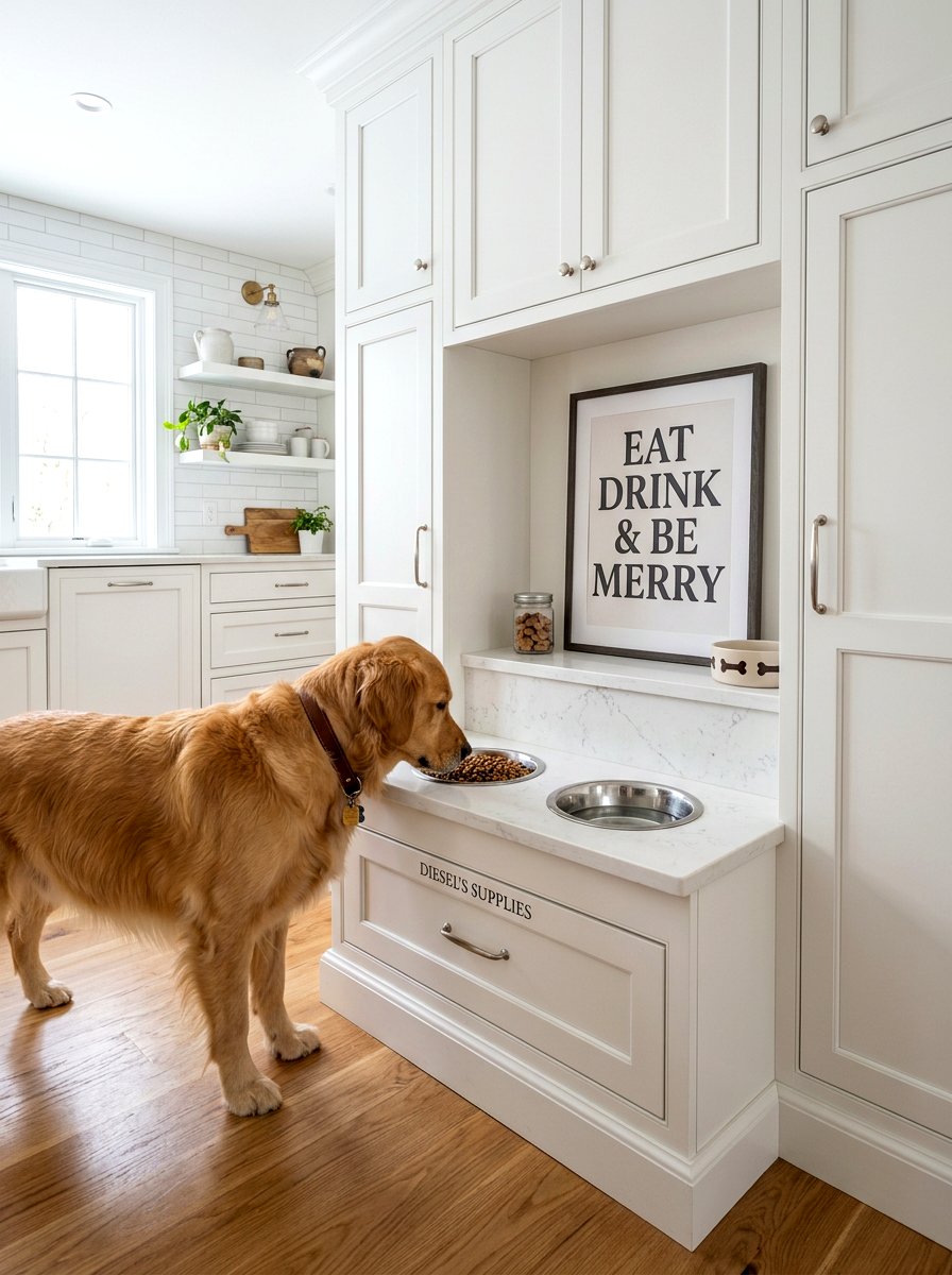 Elevated Dog Feeding Station - 30 mudroom pet station ideas aesthetic