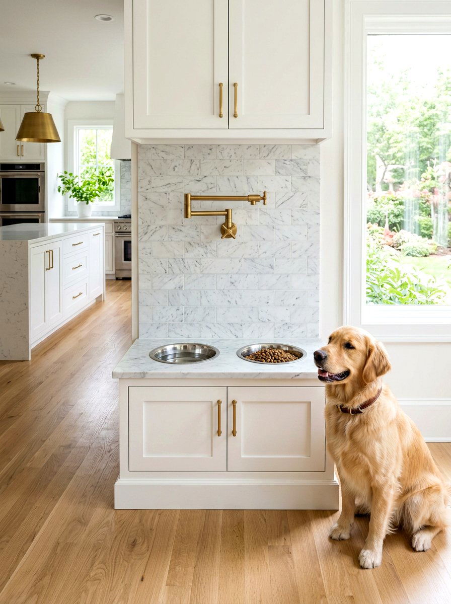 Elevated Dog Feeding Station - 30 dog room ideas