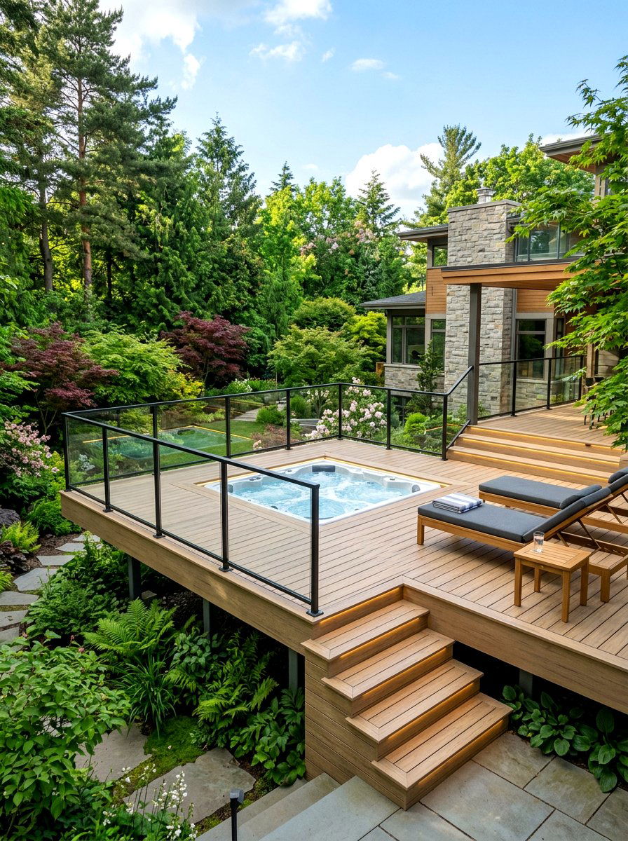 Elevated Floating Deck - 30 backyard spa retreat ideas