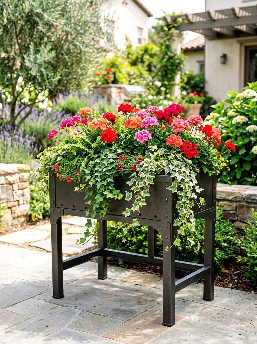 Elevated Metal Bed - 30 metal raised bed ideas
