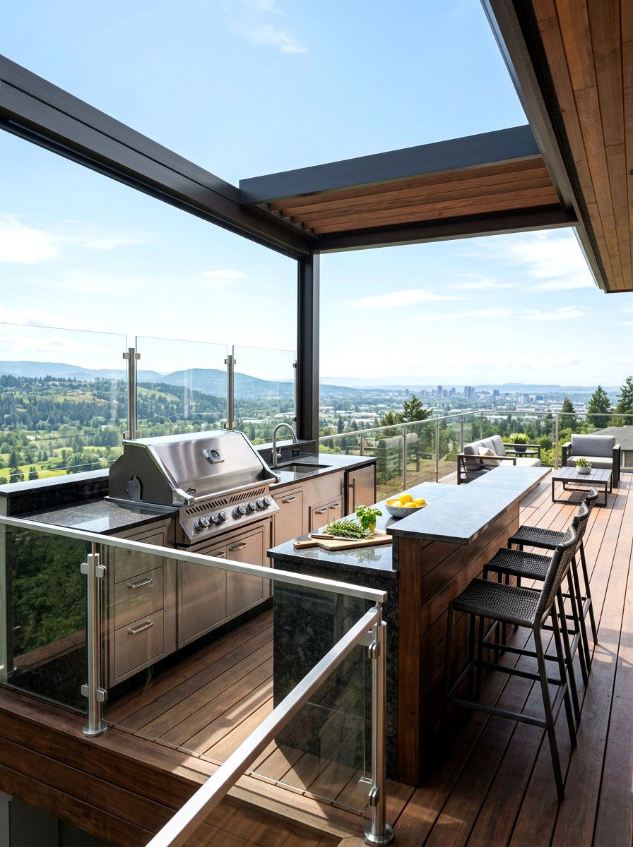 Elevated Outdoor Kitchen - 30 two level deck ideas