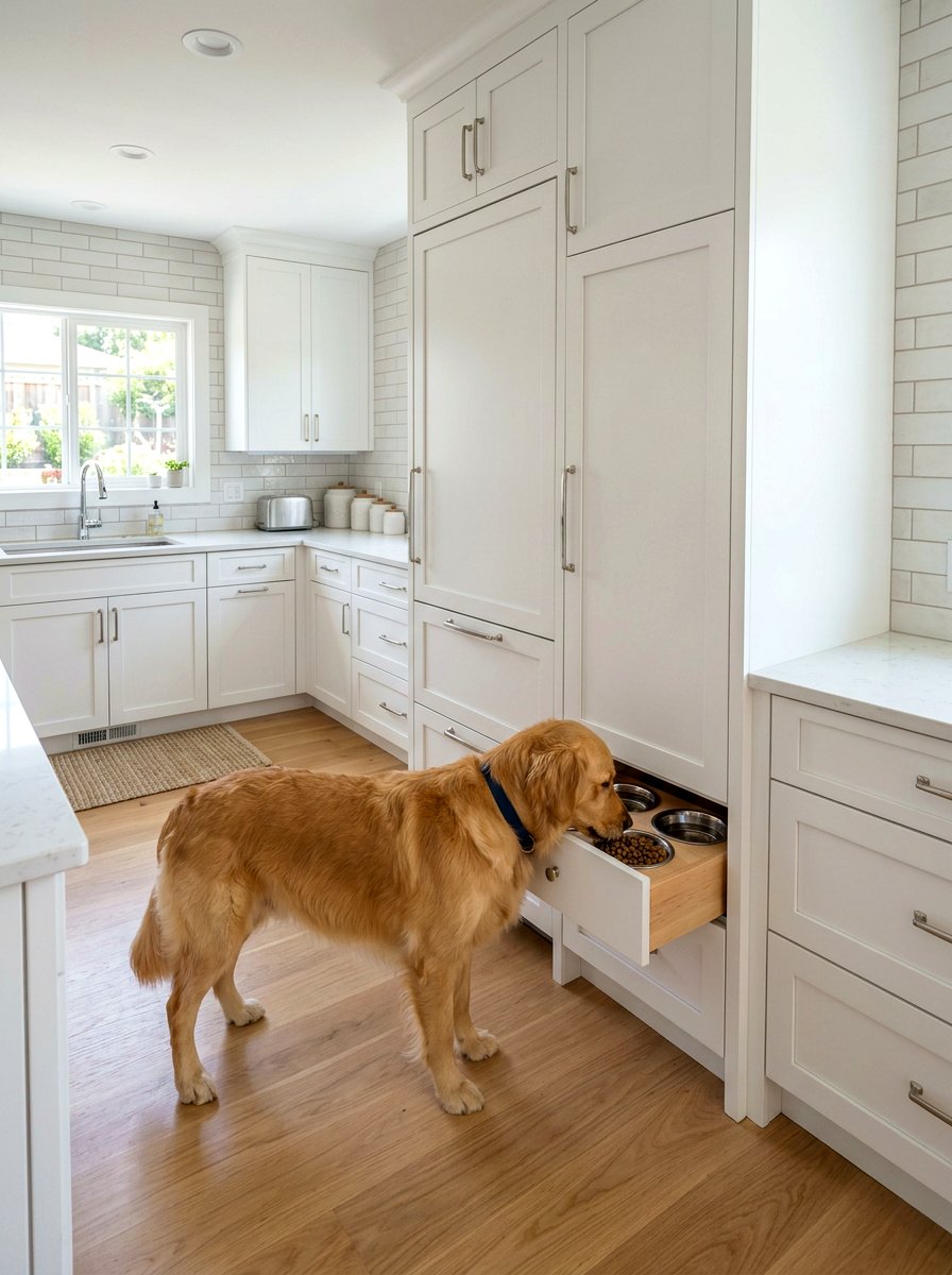 Elevated Pet Feeder In Drawer - 30 pet feeding drawer ideas aesthetic