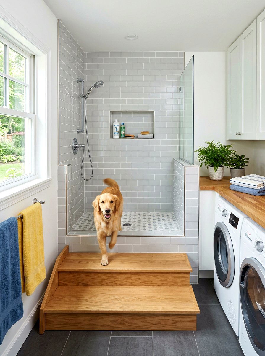 Elevated Tile Dog Shower - 30 dog wash station ideas luxury