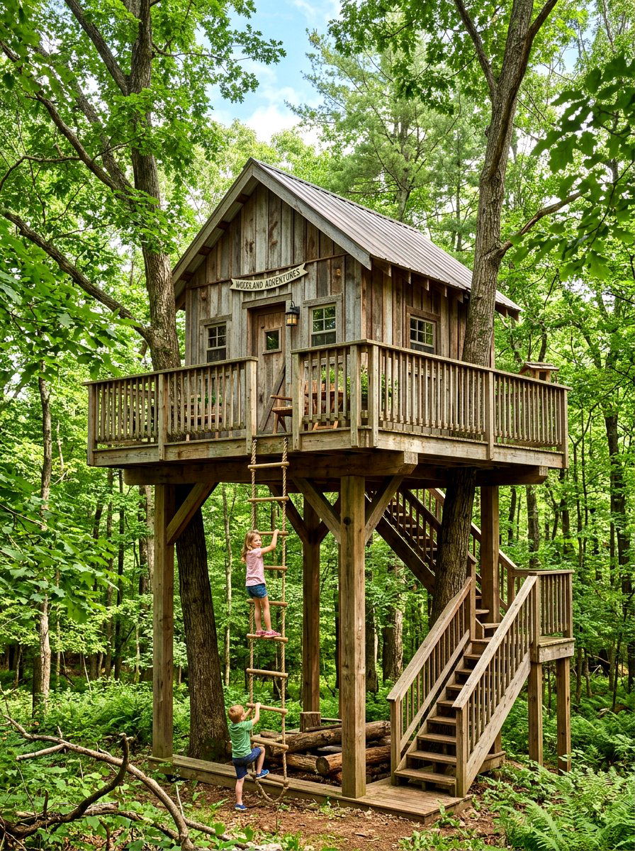 Elevated Treehouse Playhouse - 30 playhouse ideas