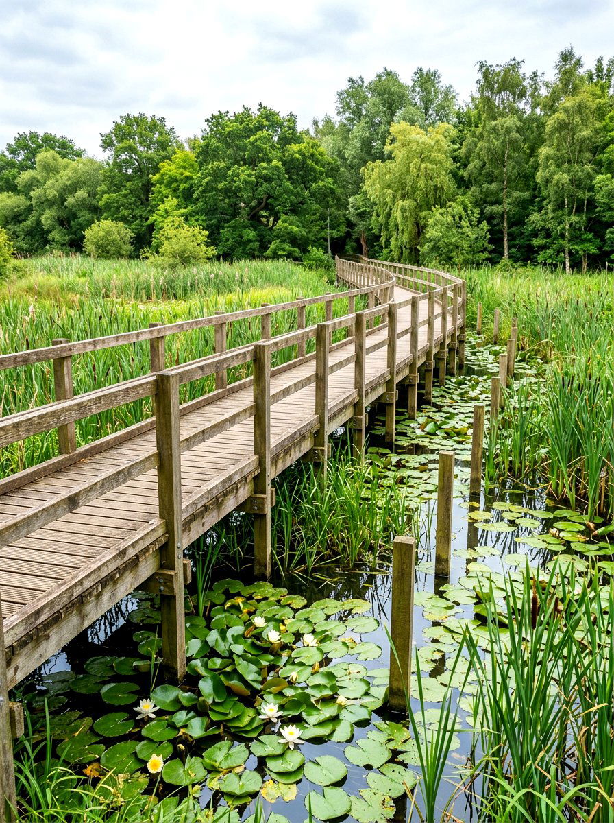 Elevated Wetland Path - 30 boardwalk garden path ideas